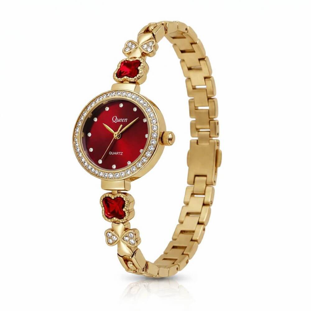Royal Crystal Bangle Watch (Red)